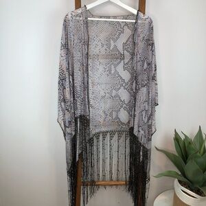 BOHO snake print kimono with beads and fringes